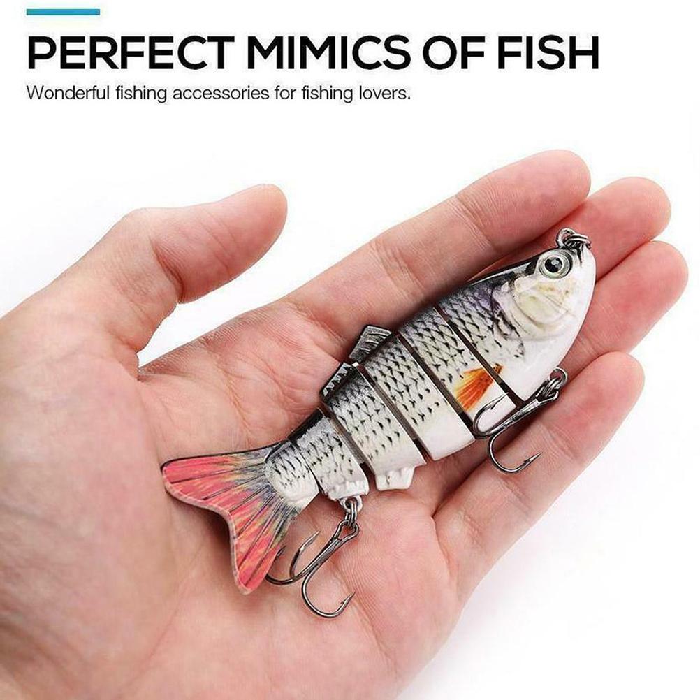 5 pièces Leurres de Pêche à la Nage Multi-Articulés Segmentés 3D Réalistes Leurres Durs Appâts de Pêche Hameçons de Pêche Leurres Artificiels Leurres Wobblers