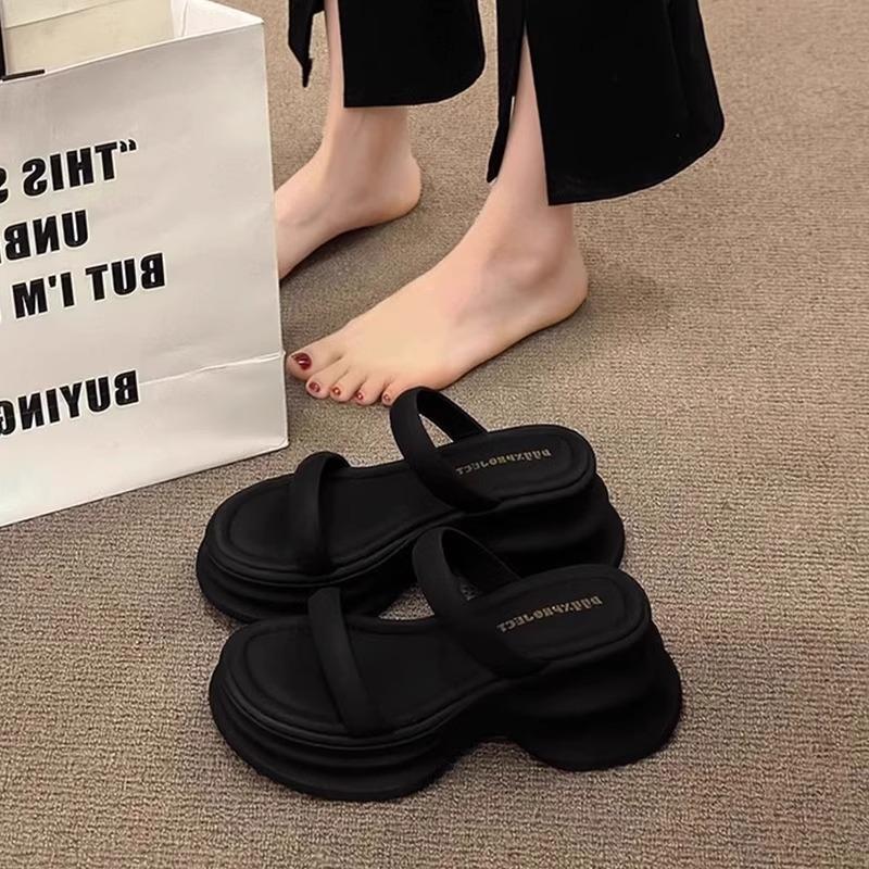 Slippers Women's Summer Outer Wear Fashionable Thick Bottom with Skirt Height Increase New High-end High-heeled Beautiful Cool Slippers