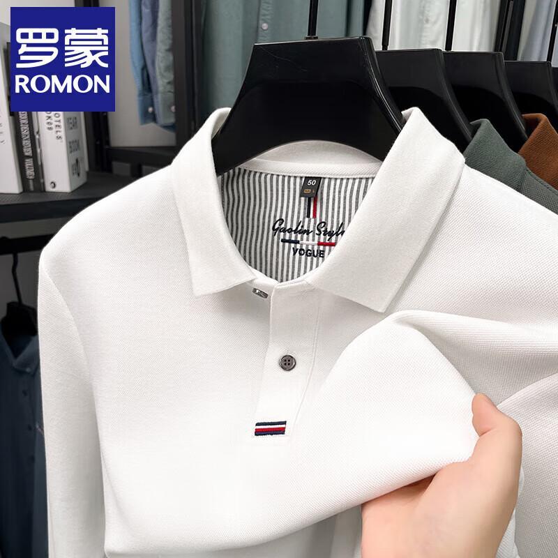 Romensi Men's Casual Business Long Sleeve Polo Shirt