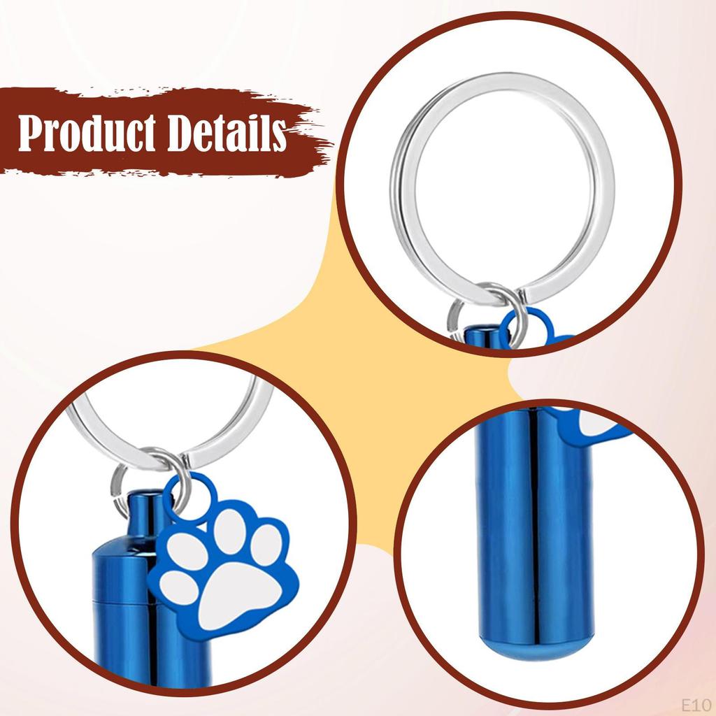 Cremation Jewelry Urn Keychain for Keepsake Key Chain Unique Metal Pet Hair Storage Bottle