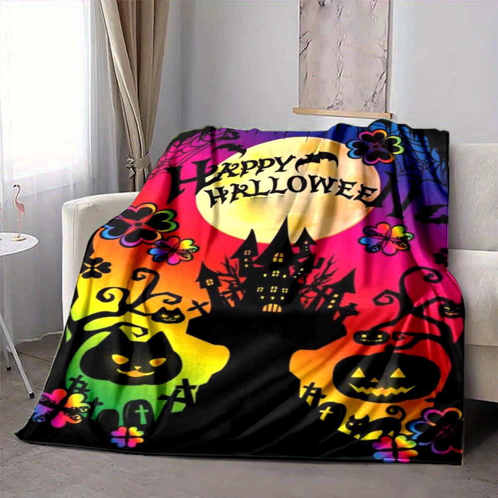 1pc Halloween Decorations Blanket Lightweight Flannel Blanket Throw Blanket For Sofa, Bed, Travel, Camping Yy2509026226