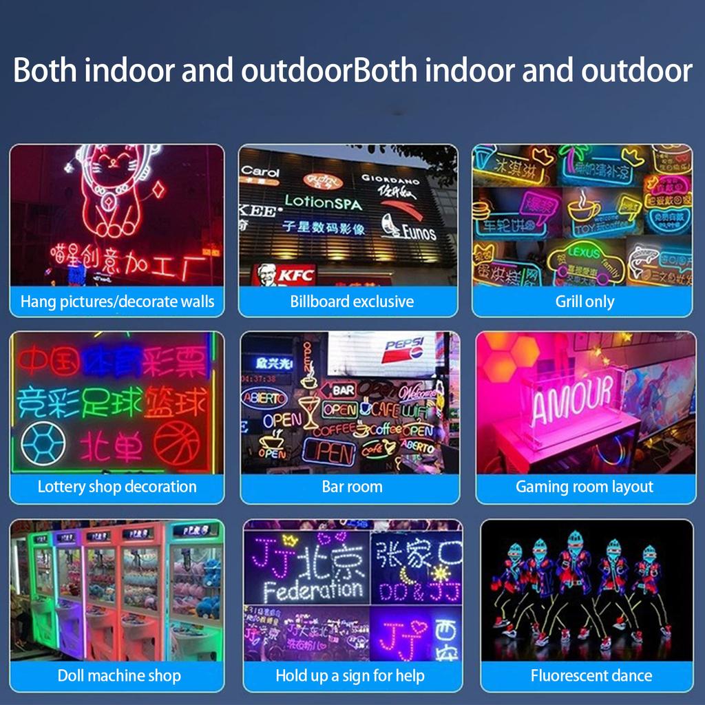 Cuttable Glowing Rope Lights Flexible Glow EL Wire Cable Neon Light Wire Noise Reduction with Battery Pack Enduring