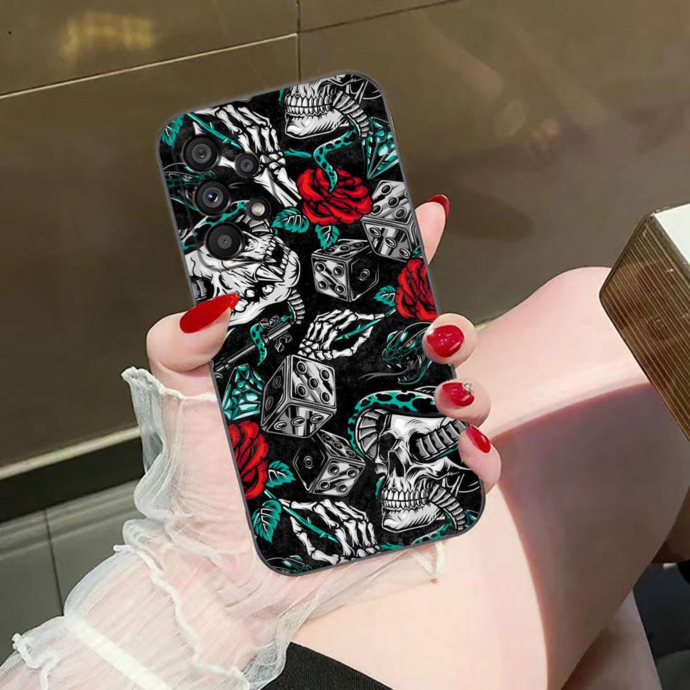 Skull Flower Art Mexico Phone Case For Samsung A73 A72 A71 A57 A56 A55 A54 A53 A52 A51 A37 A36 A33 A32 A23 A22 A16 A15 A14 Case