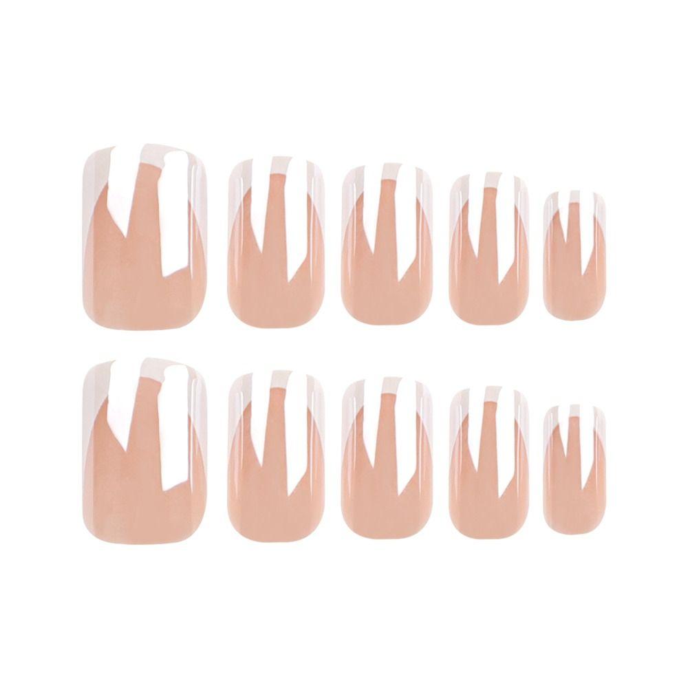 Long Square False Nails White Edge Nail Tips Fashion Press On Nails  DIY