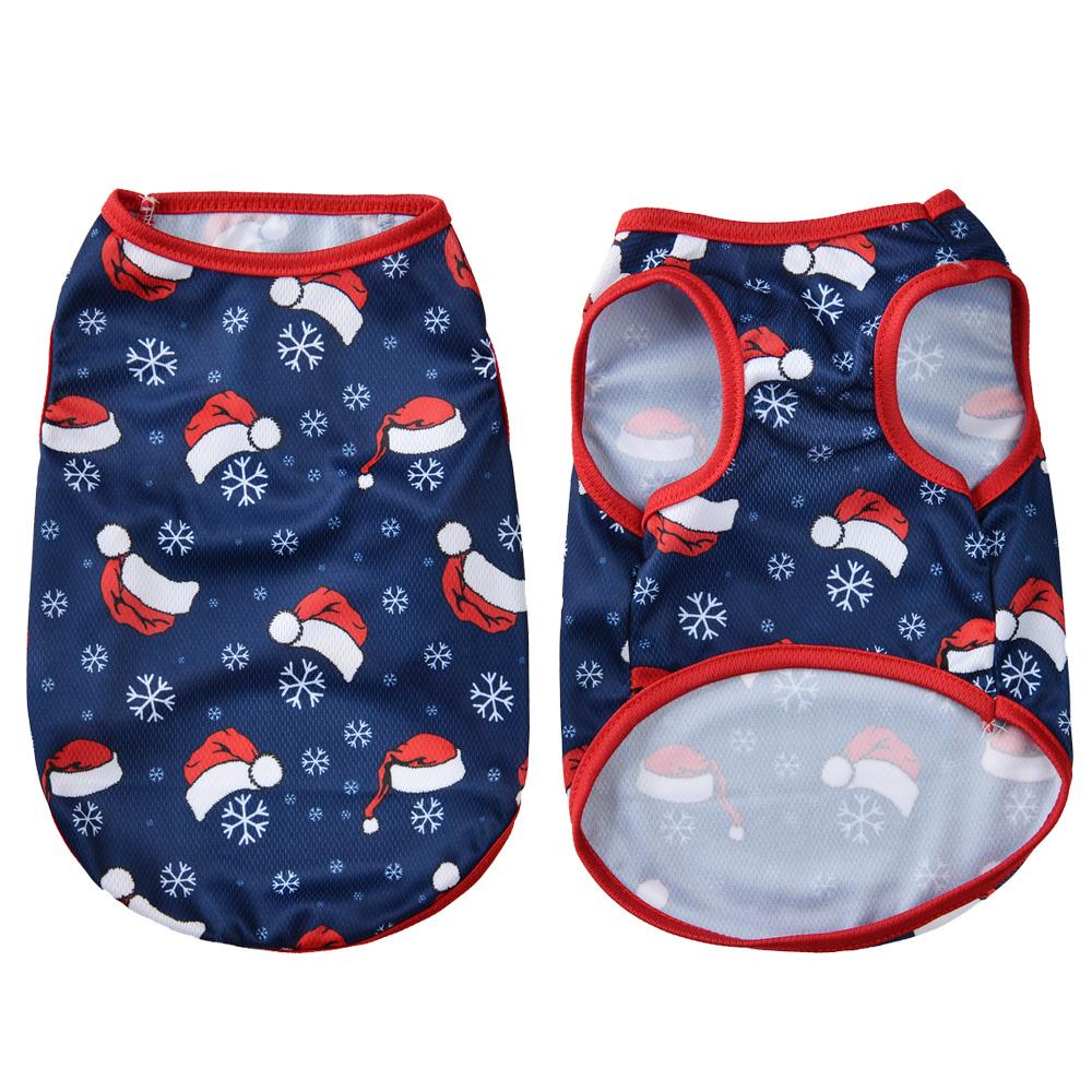 

Breathable Dog Vest For Chritmas Santa Claus Print Soft Puppy T-shirt For Small Medium Dogs Cats Cute Party Yorkshire Outfits XS