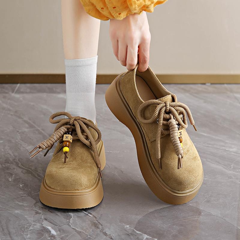 New 2025 Women's Soft Leather Thick Bottom Platform Slip-On Casual Loafers Single Shoes Easy To Wear Comfortable Shoes