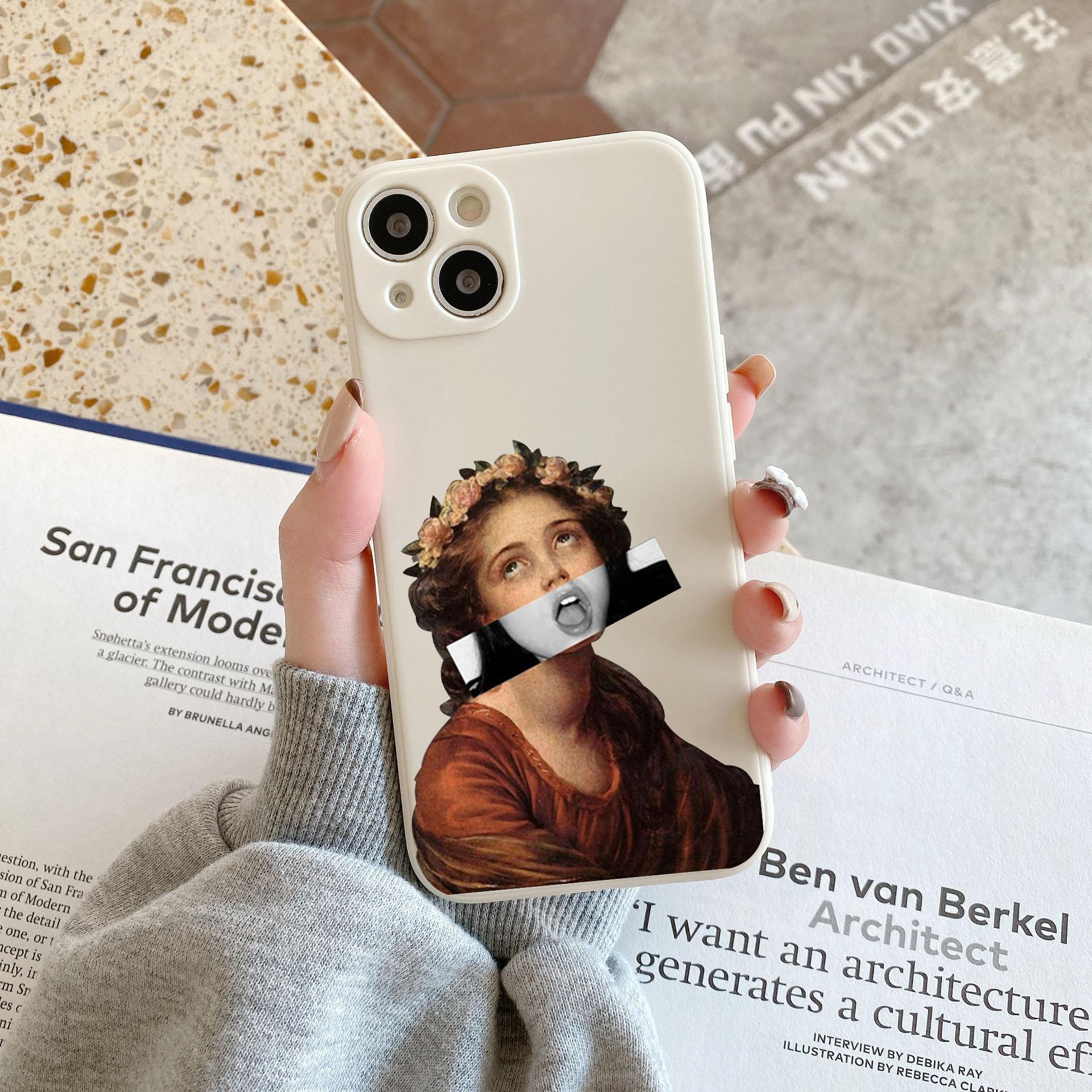 

Vinatge Aesthetic Art David Mona Lisa Phone Case For iPhone 14 15 Pro MAX 11 13 12 XS SE20 XR 7 8Plus Liquid Silicone Cover Capa iPhone XS MAX