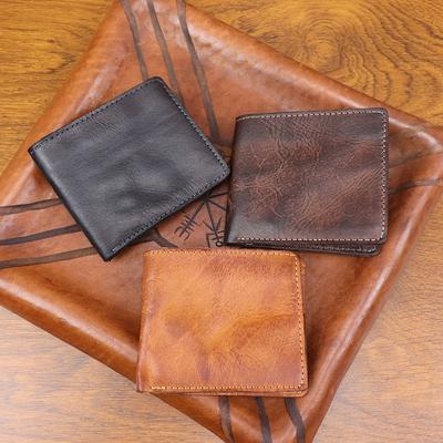 New Genuine Leather Wallet for Women, Top Layer Cowhide, Large Capacity, Polished Vegetable Tanned Leather Wallet for Men