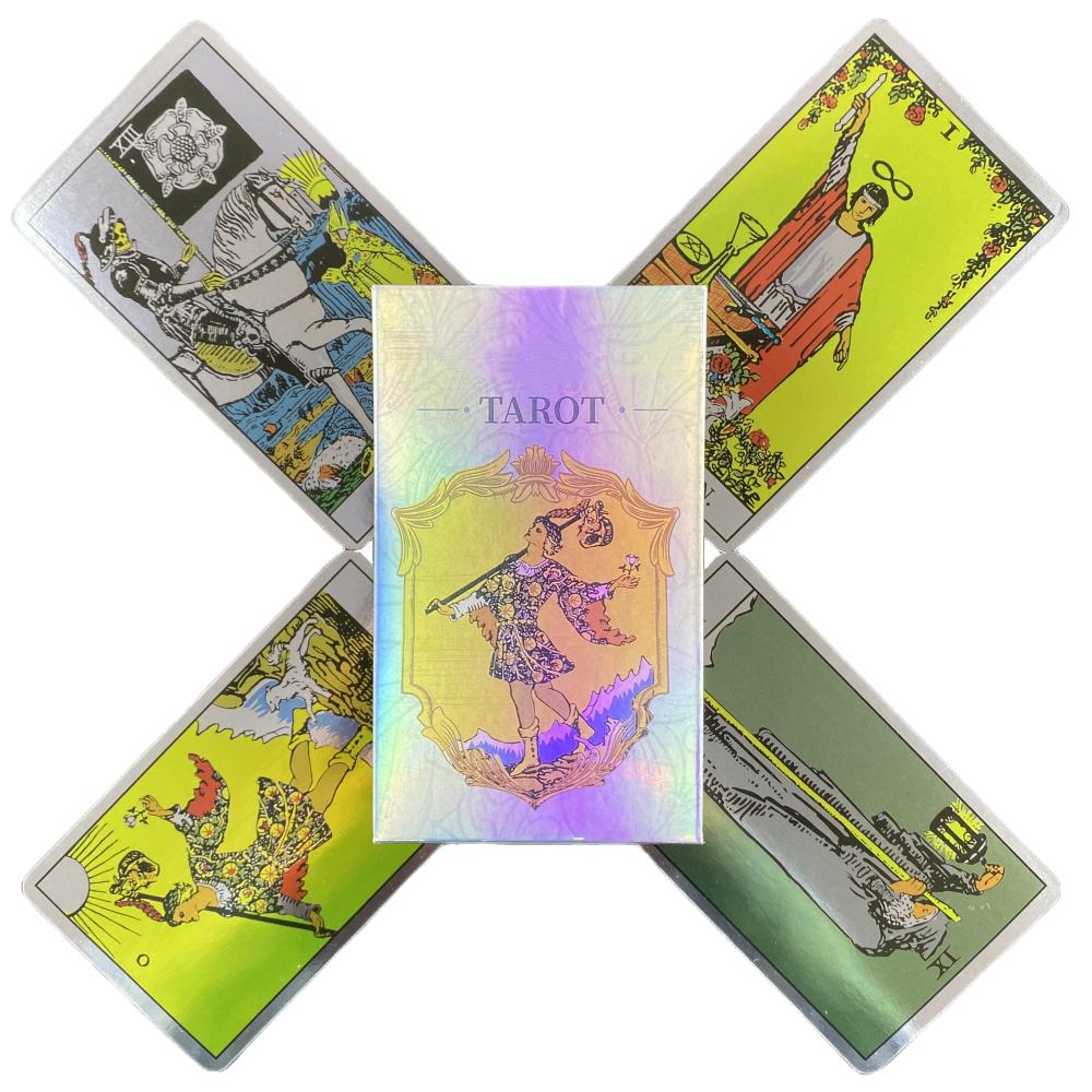 Laser Of Holo Rider Tarot Cards Divination Deck English Versions Edition Oracle Board Playing Table Games For Party