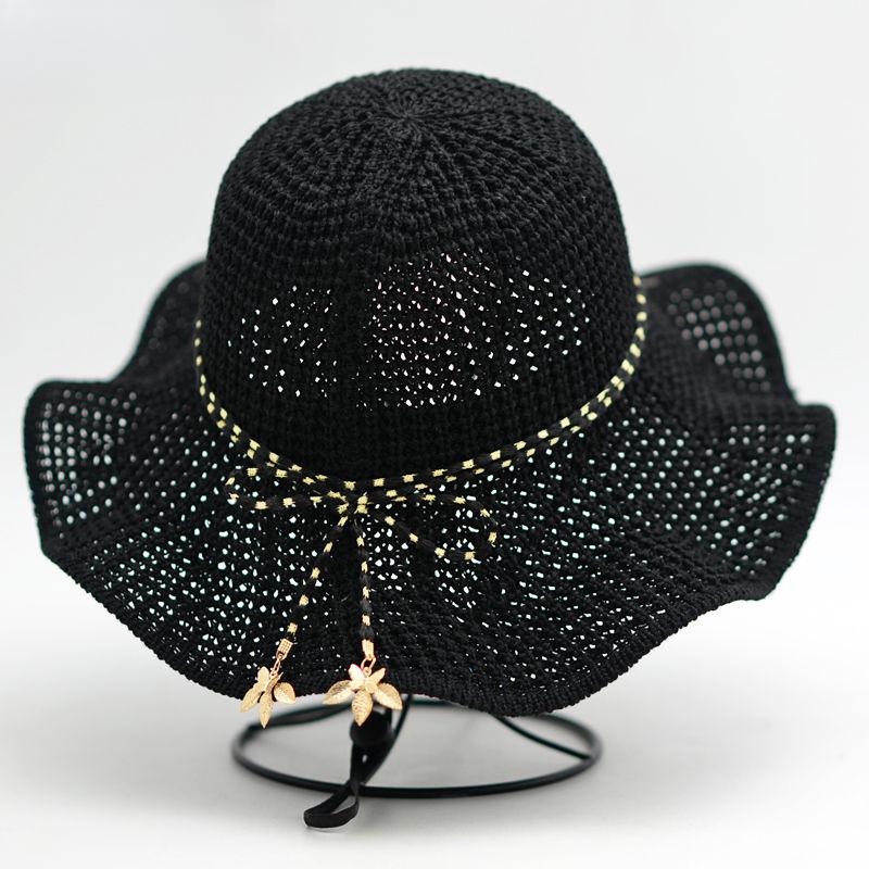Fisherman's Hat Women's Summer Thin Breathable Hollow Foldable Outdoor Beach Sunscreen Hat