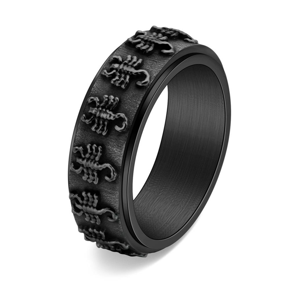 Fashionable Personality Rotatable Scorpion Ring Titanium Steel Retro Men's Niche Stress Relief Ring Jewelry