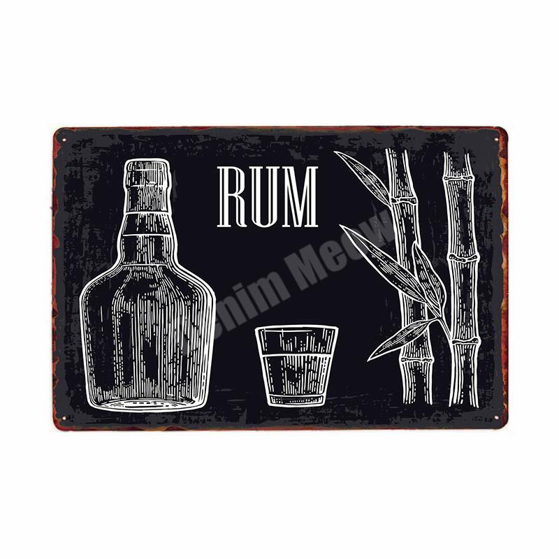 Rum Vintage Metal Tin Signs, Beer Wall Stickers, Bar, Grill, Pub, Cafe, Home Decor, Whisky Art Painting, Decorative Plates