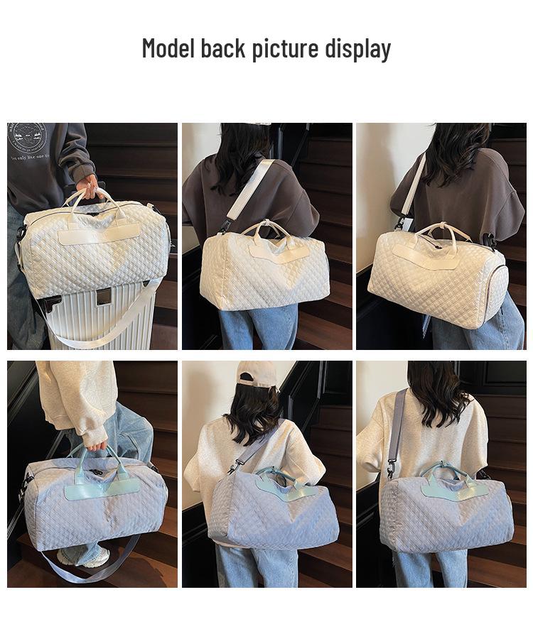 Stylish Plaid Gym Bag with Shoe Compartment: Large Capacity & Dry/Wet Separation for Business Travel