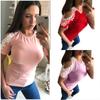 Trendy Women Short Sleeve Off Shoulder Lace Splice Blouse With Comfortable Fit