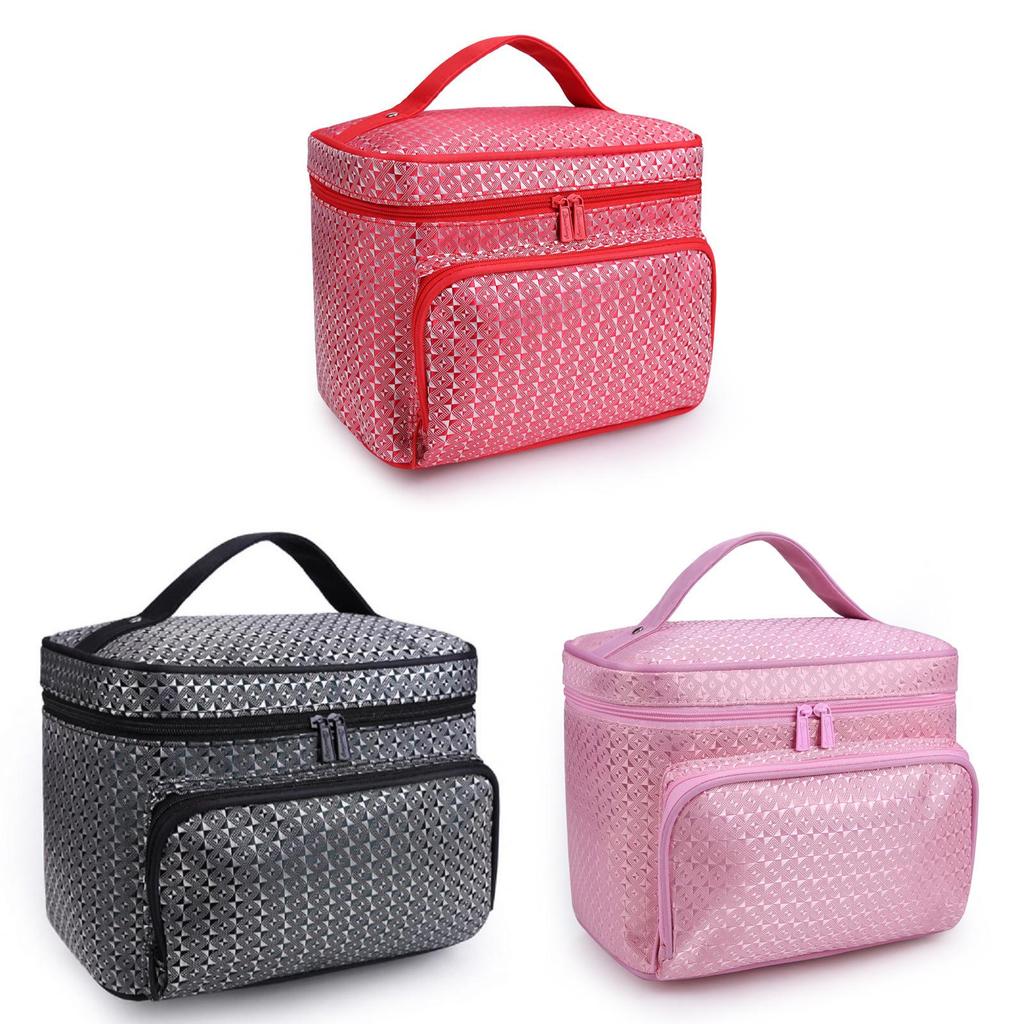 Portable Folding Large Capacity Makeup Bag For Women With Elegant Geometric Patterns In Various Colors