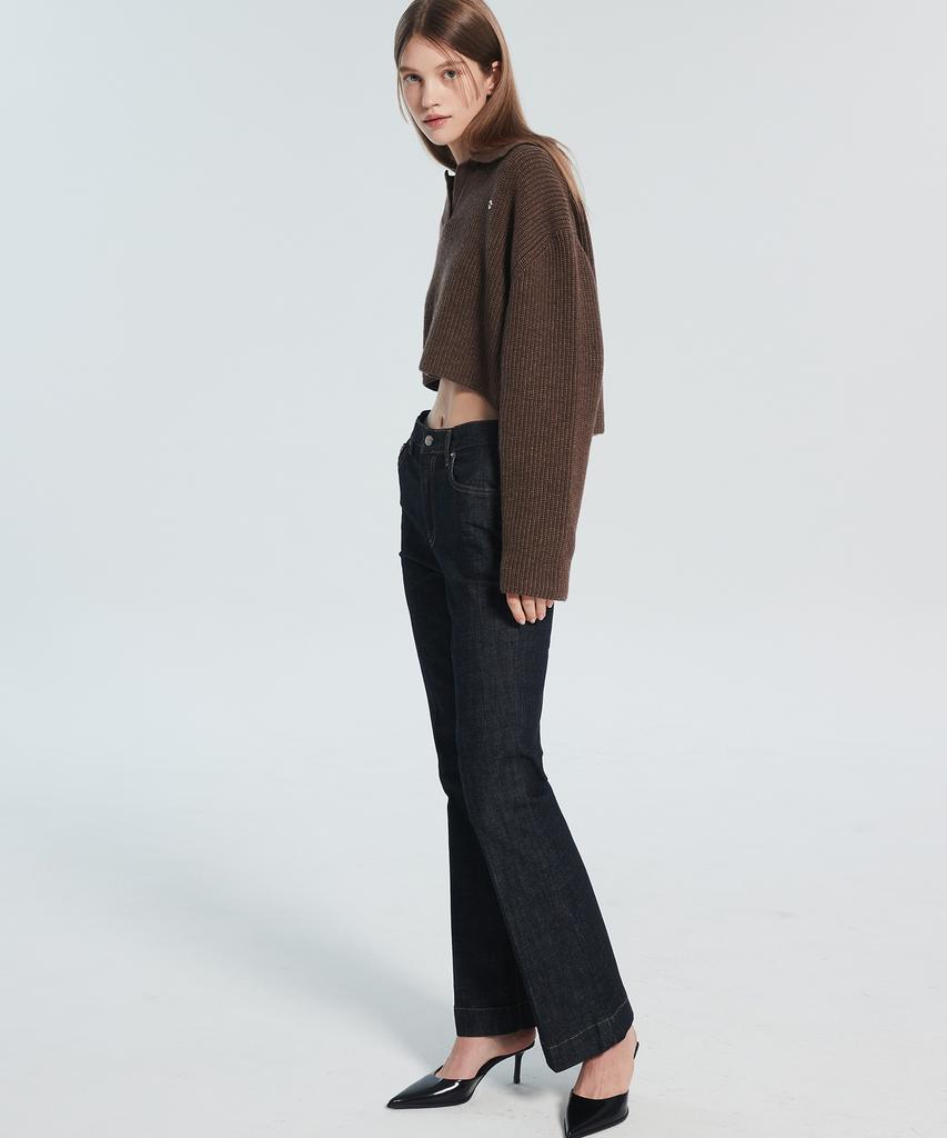 RACLEUR Ra Logo Collar Crop Knit [Brown]