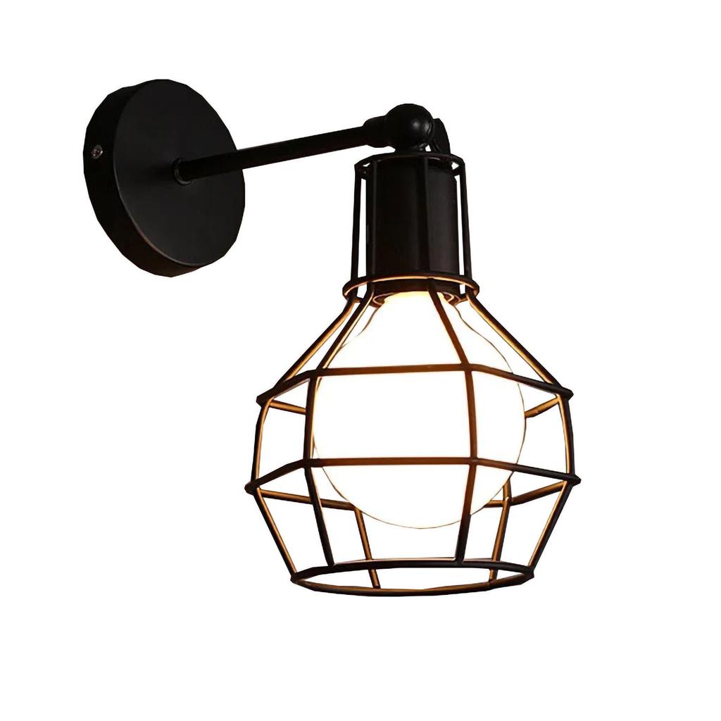 Vintage Metal Light Cage Veggfeste Lampeskjerm Ramme Industriell stil for Gangkorridor Pære Ikke