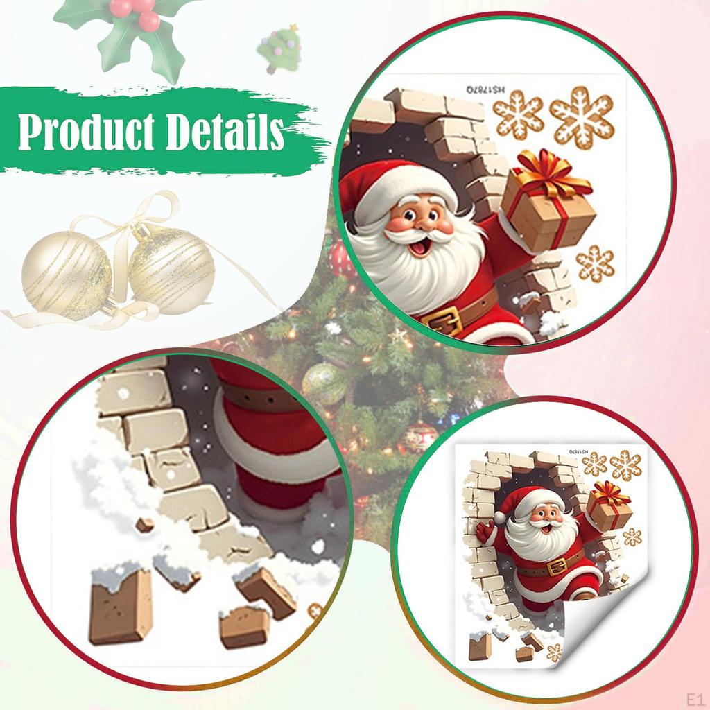 Christmas Wall Stickers Santa Claus Decals Art Decor for Living Room Kitchen