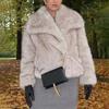 Women's Fashionable Luxury Fox Fur Jacket Fall Winter Long Sleeve Warm Suede Streetwear Casual Outerwear
