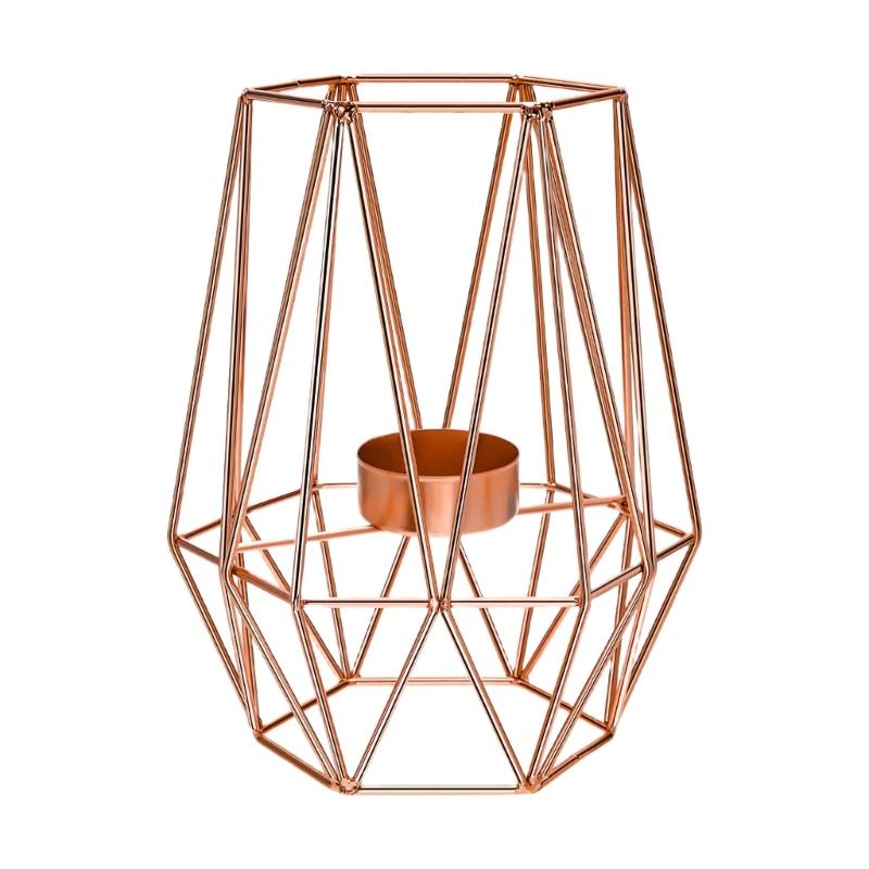 

Elegant Geometric Candle Holder Tealight Display Stand For Modern Home Decoration And Gift Giving L рожевий колір золота