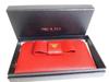 Authentic PRADA Red Saffiano Leather Ribbon Motif Round Zip Long Wallet #a334  Refurbished