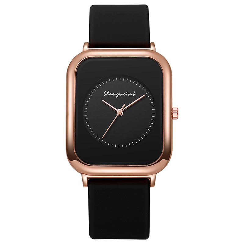 Student Women's Casual Quartz Watch with Square Face and Silicone Strap
