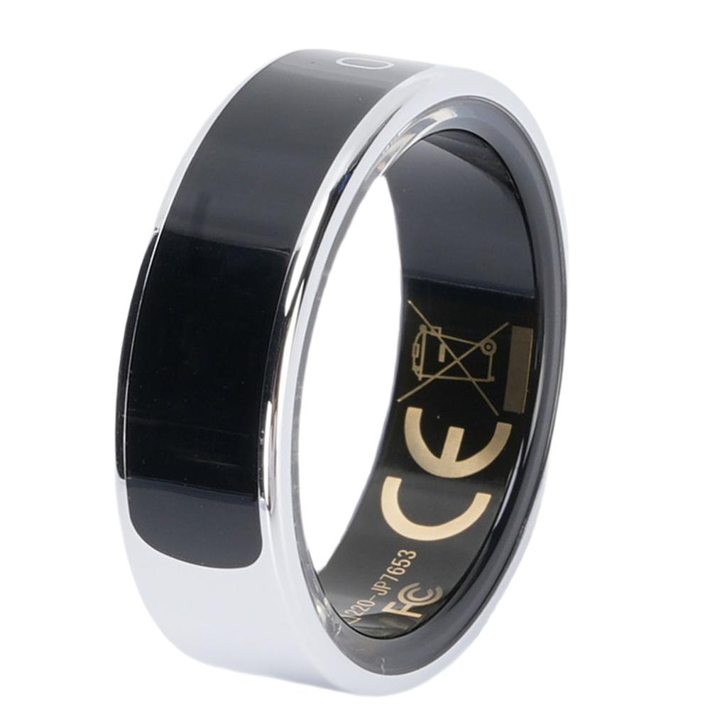 Smart Ring with Display Screen Gesture Control Fitness Ring Step Counter Multiple Sports Modes Silver Size 8 (18.2mm