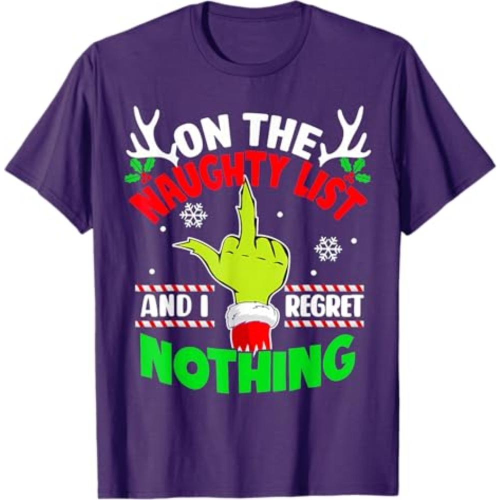 

Naughty and I Have No Regrets Christmas Women s T-shirt Family Christmas Clothing Gift Round Neck Short Sleeve T-shirt Exquisite Cartoon Top XL