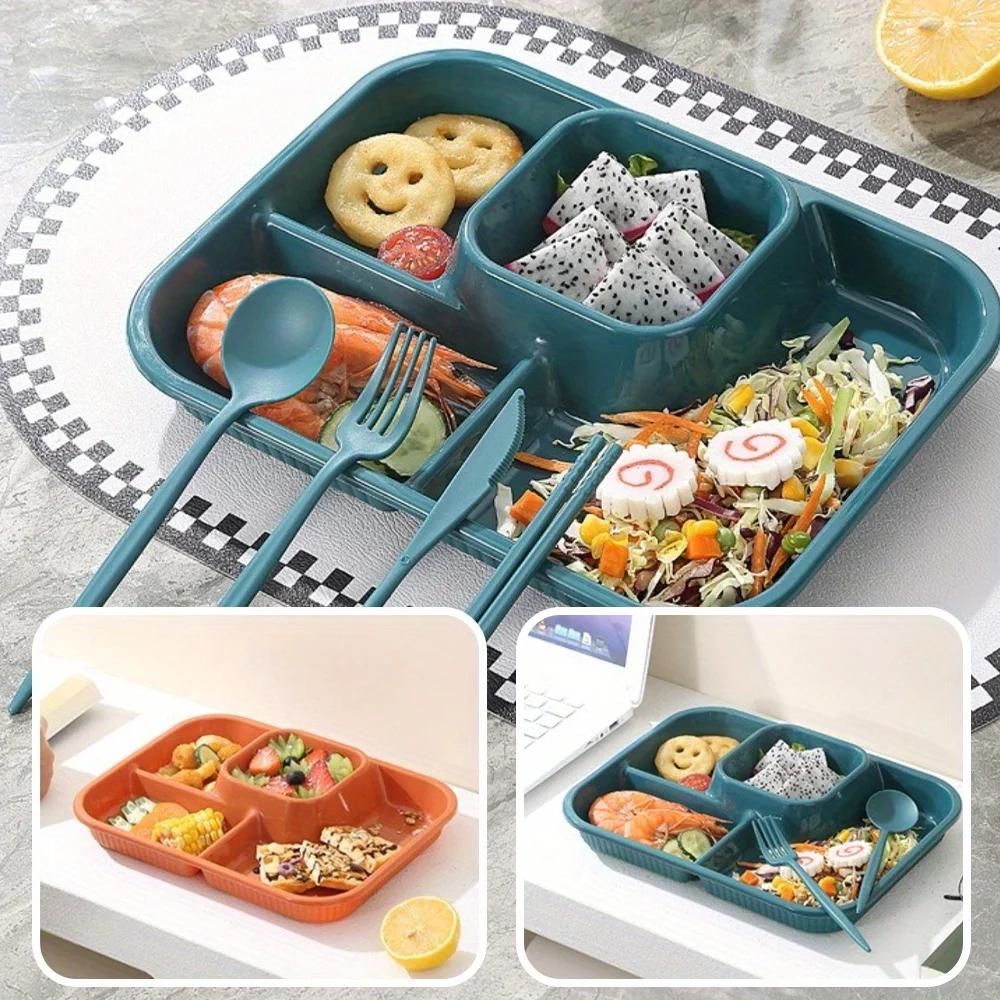 Plastic Divided Plate Children's Home Fat Reduction Plate School Canteen Ration Can Be Microwave Separated Fast Food Plate