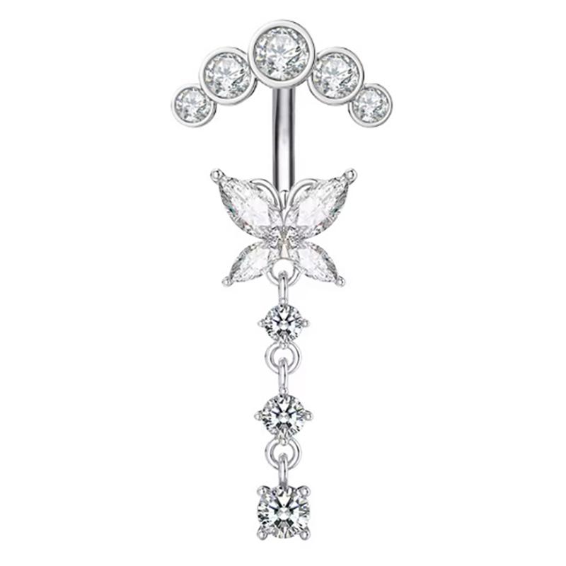 

Розовый циркон кольца для пирсинга пупка ювелирные изделия из нержавеющей стали бабочка сердце пирсинг пупка штанга милые кольца для живота для женщин