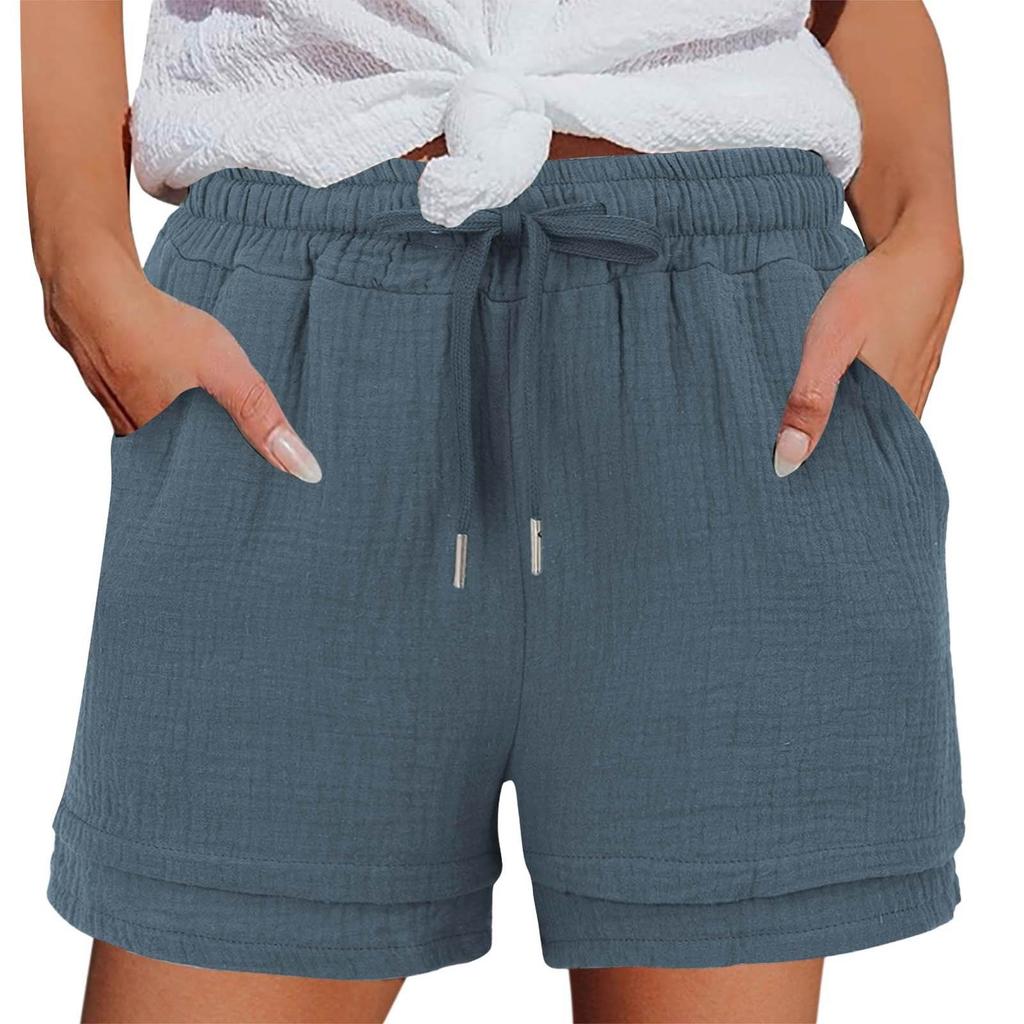 Women's Casual  Summer Elastic Beach Shorts  Solid Casual Shorts