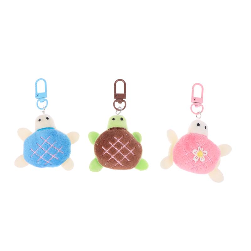 Cartoon Turtle Plush Doll Keychain Anti-Lost Keyring Children Fluffty Keyring Stuffed Animal Doll School Bag Pendant