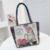 Cartoon embroidered canvas handbag women's bag casual handbag office worker small satchel