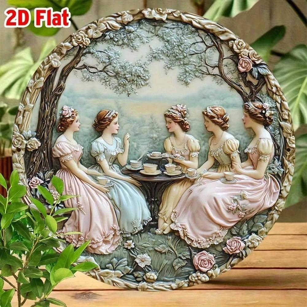 Vintage 8x8 Aluminum Wall Sign Victorian Garden Cafe Rustic Metal Plaque Home Porch Patio Farmhouse Mother's Day Gift