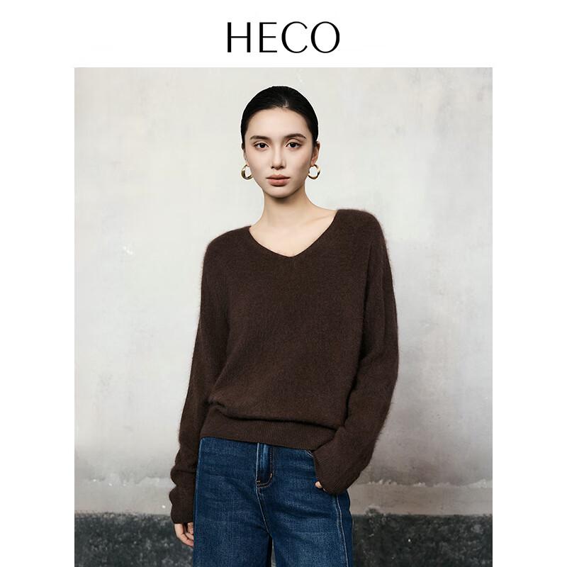 HECO Women's V-Neck Wool & Cashmere Sweater
