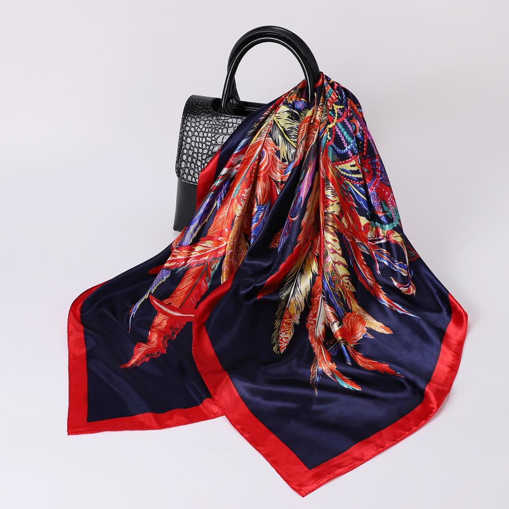 

Высококачественные роскошные шелковые шарфы, повязка на голову, шарфы, шейный шарф для женщин, шелковый шарф с цепочкой, женская декоративная шаль 90cm