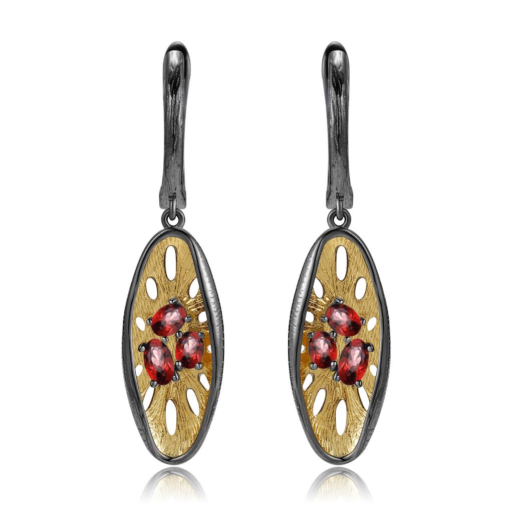 Italian Craft Original Designer Gemstone Earrings Niche Design 925 Silver Natural Amethyst Earrings