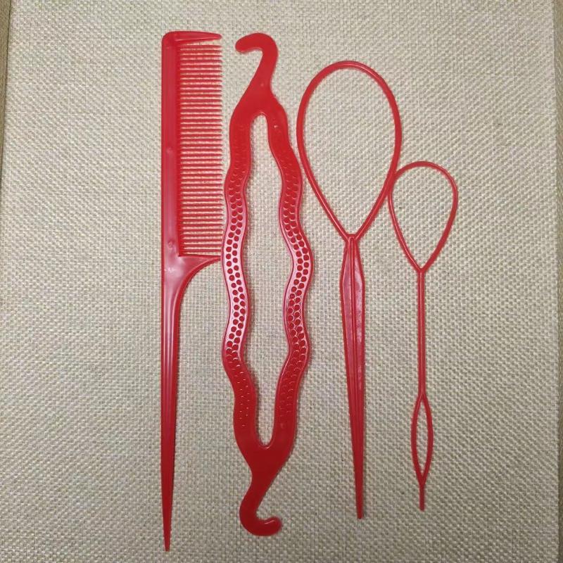4 peças/conjunto de grampos de cabelo de pente de plástico, dount bun, trança de cabelo, ferramentas de modelagem de cabelo faça você mesmo, acessórios de penteados, 6 cores