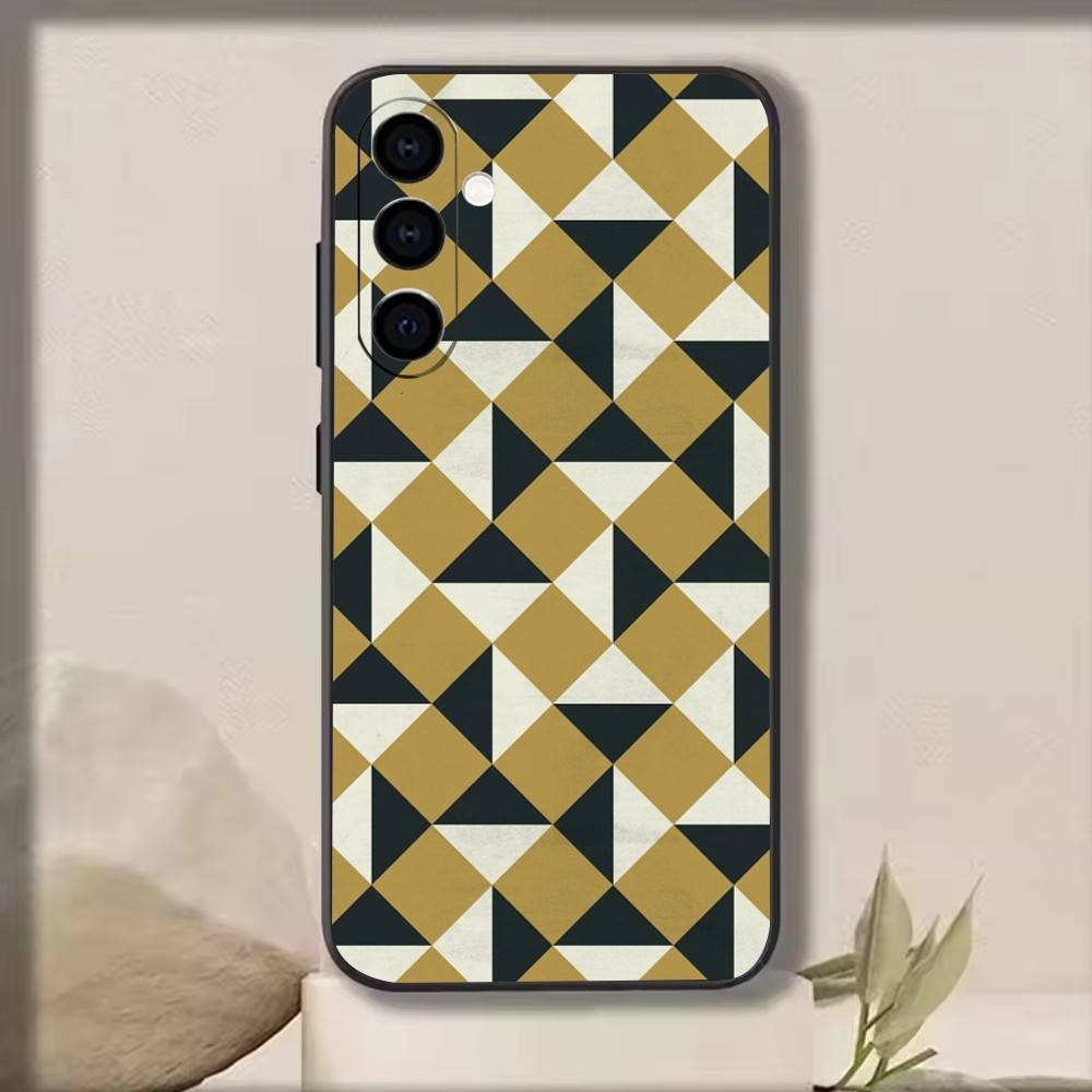Vintage Geometric Block Phone Case For Samsung Galaxy A73,A72,A71,A70,A53,A52,A51,Others Soft Black Cover