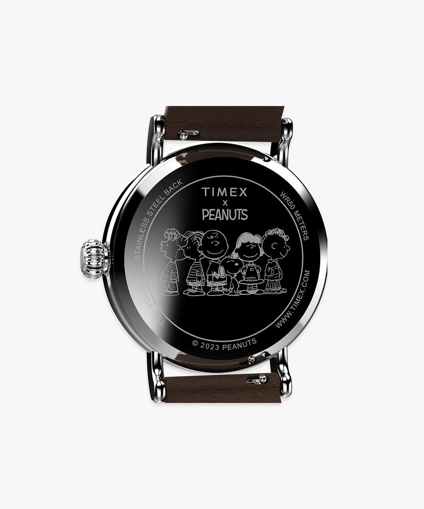 Taimaegseu X Peanuts Standard Gangs All Here Brown Leather Strap Wristwatch 40Mm