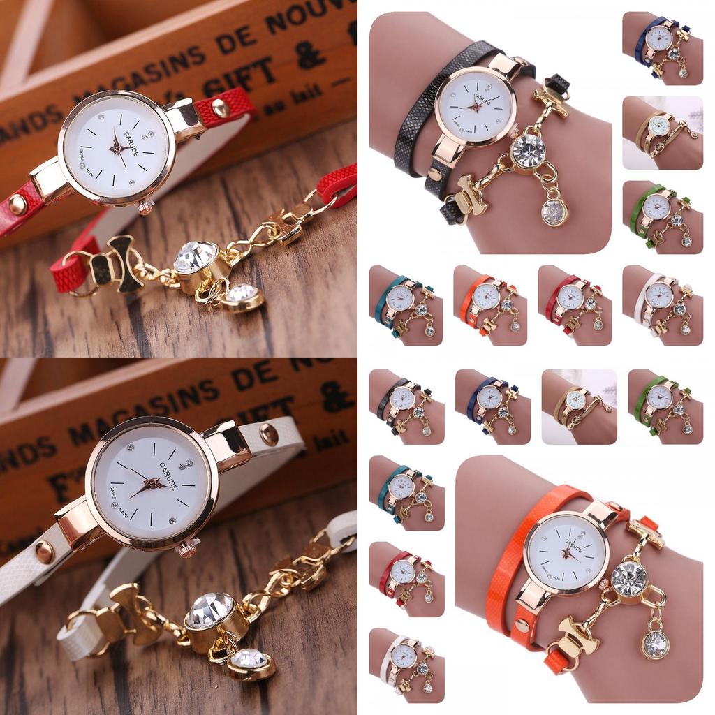 Modische Engelsanhänger Armbanduhr für Damen mit funkelnden Strasssteinen und PU-Armband