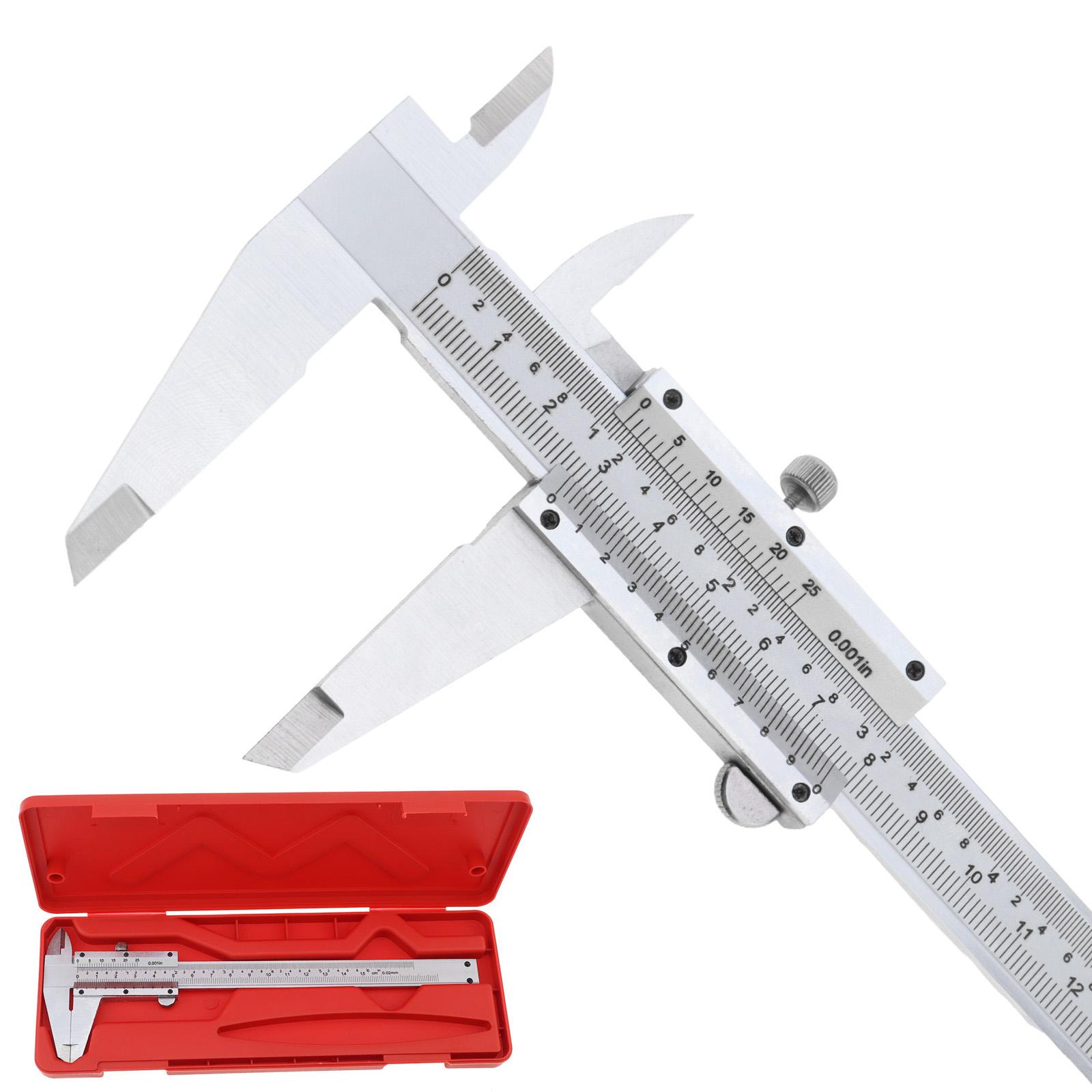 

0-150/200/300mm 0-6/8/12 Inch Dual Scale Carbon Steel Vernier Caliper 0.001in 0.02mm Resolution with Thick Red Case 200mm