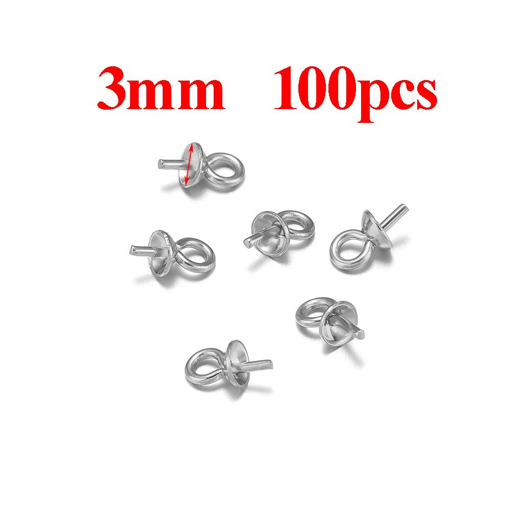 

50-100pcs Gold Color Stainless Steel Eye Pins Bail Top Drilled Beads End Caps Pendant Charms Connectors for DIY Jewelry Making