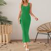 Single Knitted Dress Summer Threaded Vest Skirt Hot Girl Slit Hip Skirt