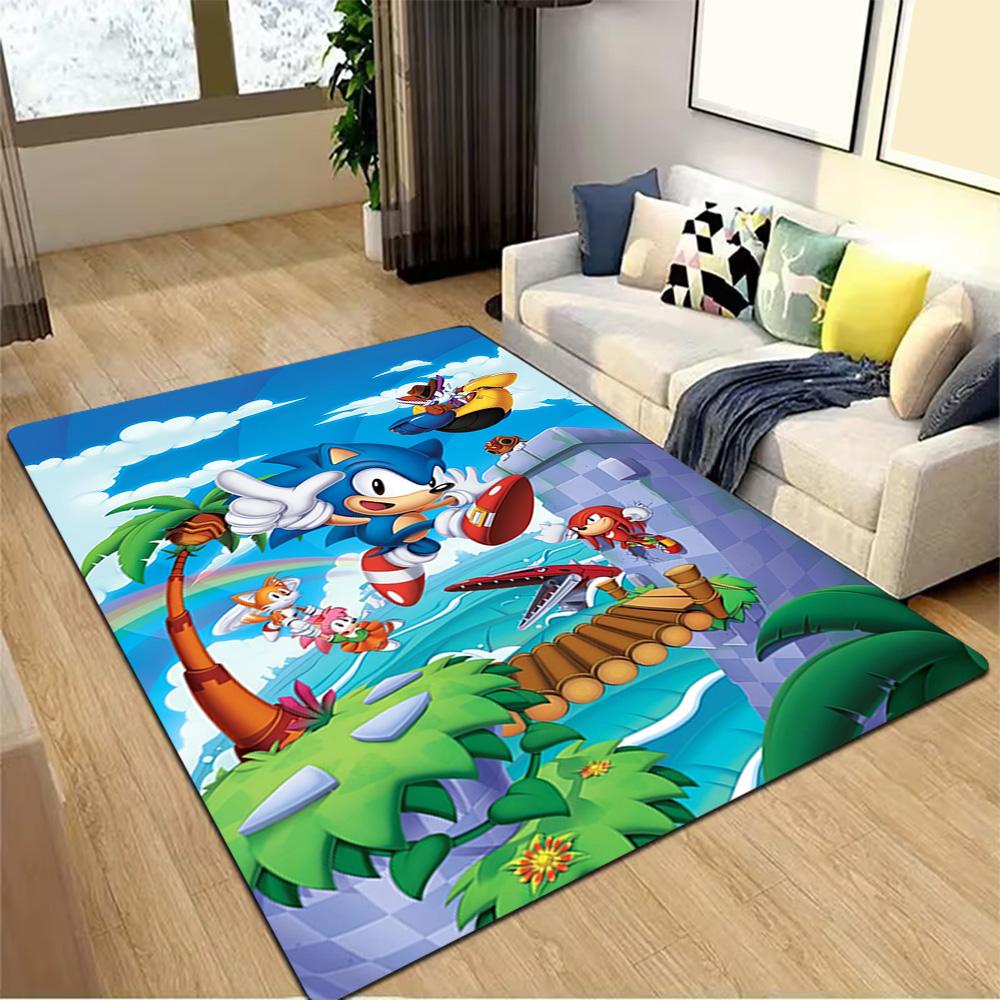 Sonic The Hedgehog Adventure Poster Decoration,Carpet,Living Room,Bedroom, Non-slip,Square rug