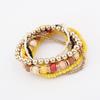 Women Silver Multi-layer Elastic Bangle Beaded Bracelet Boho