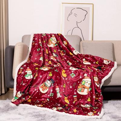 Flannel Blanket Christmas Thickened Digital Printed Lamb Flannel Napping Blanket Blanket for Winter Fuzzy Thick Warm Soft Throw Sofa Decoration