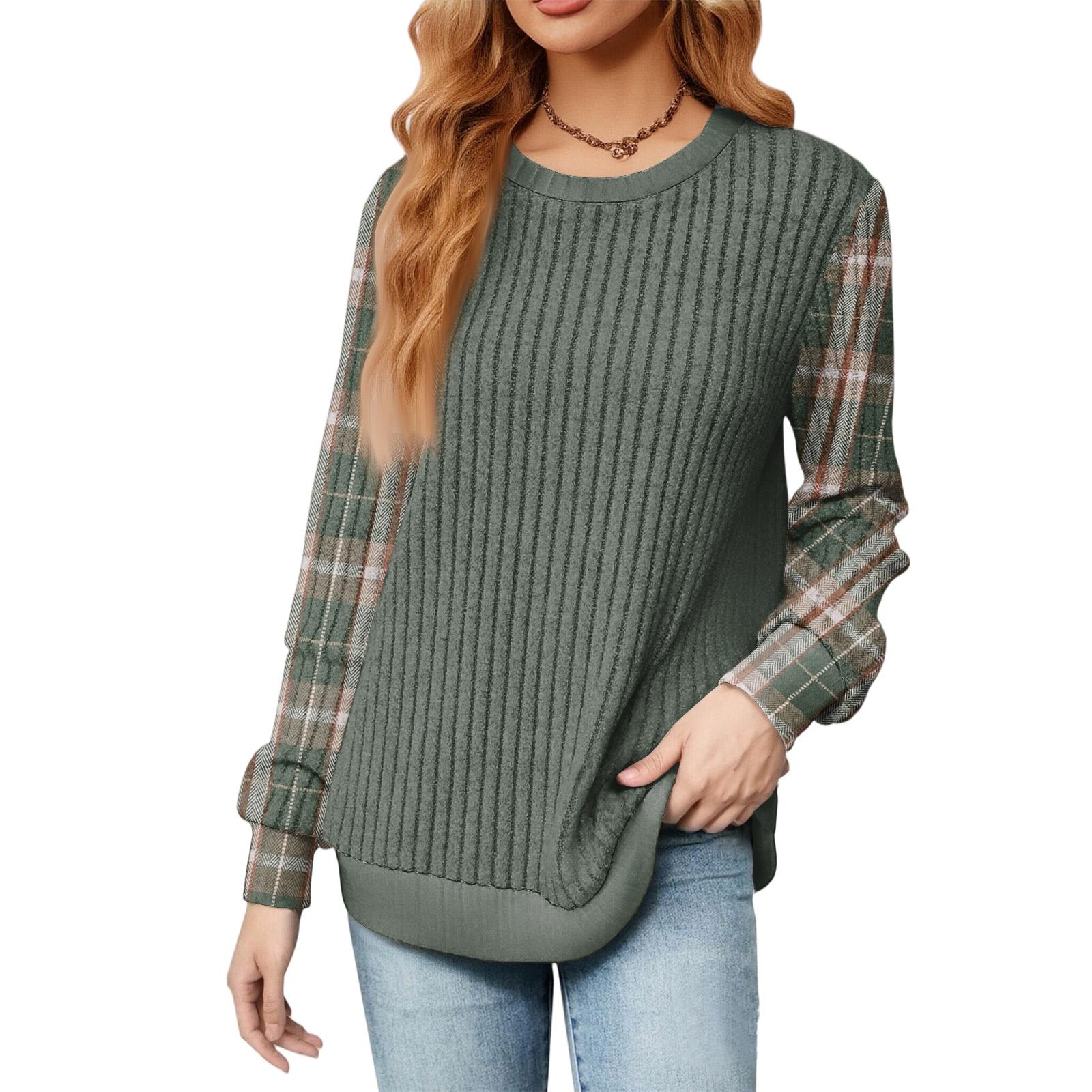

Fashionable Women s Long Sleeved Lightweight Sweater Loose Round Neck Top S