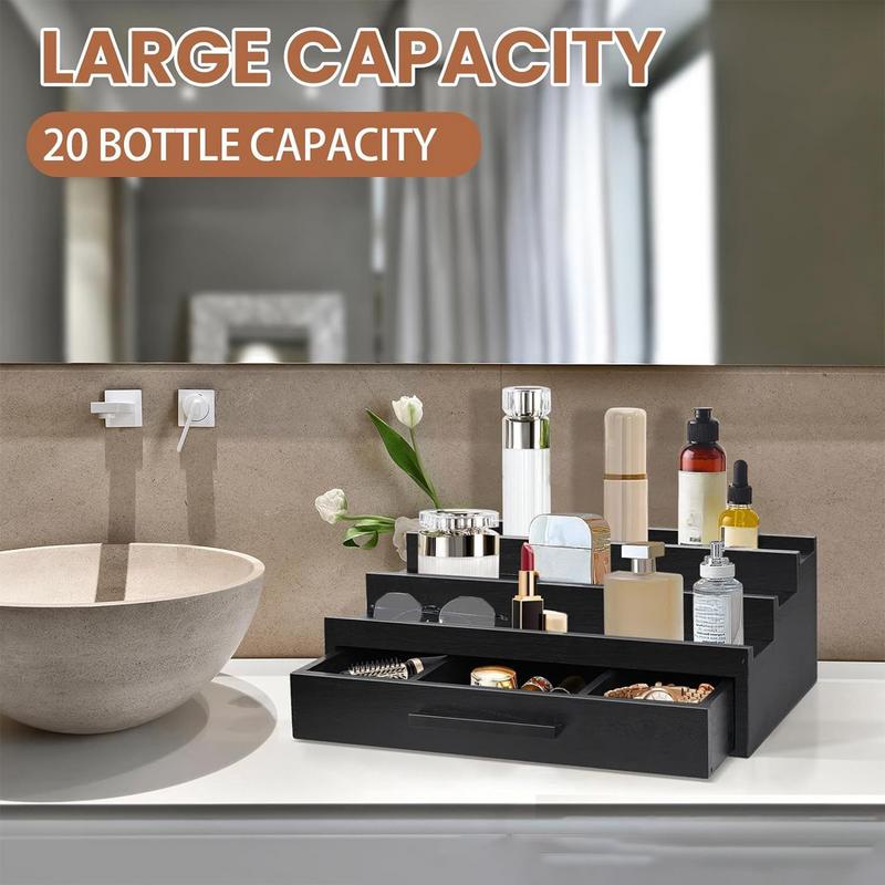 Perfume Holder Organizer Fragrance Rack Three-Layer Perfume Holder Fragrance Display Black Perfume Organizer With Drawers