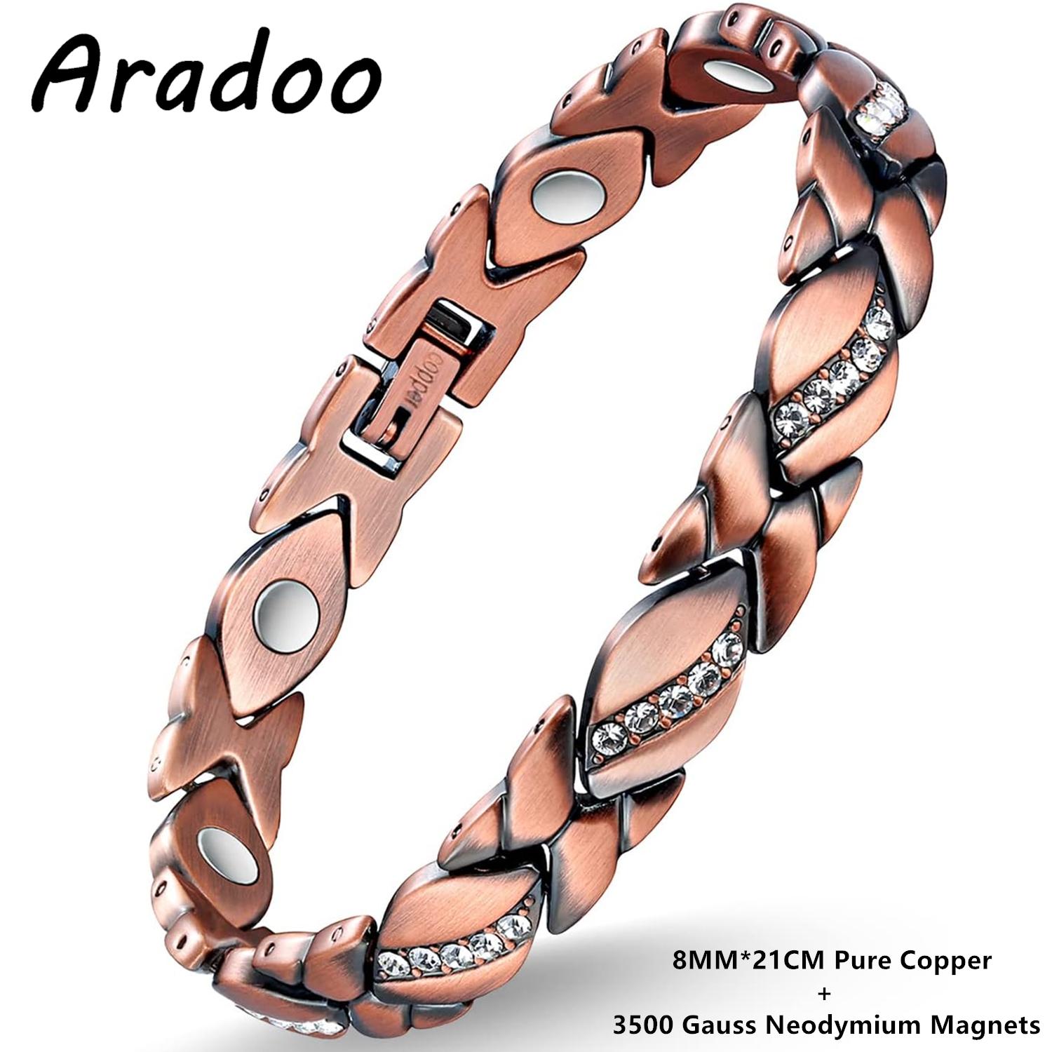 Pure Copper Crystal Bracelets for Women with 3500 Gauss Ultra Magnetic Valentine s Day Jewelry Gift